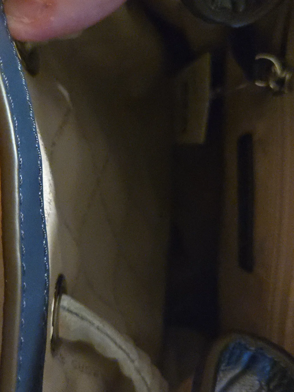 Michael Kors Navy Pebbled Leather Backpack with Gold Chain Detail